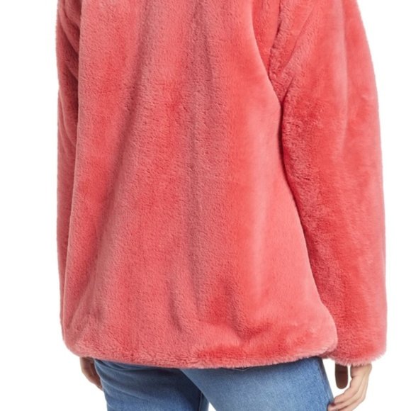 Bernado Borg Faux Fur Jacket Coral - Picture 5 of 7